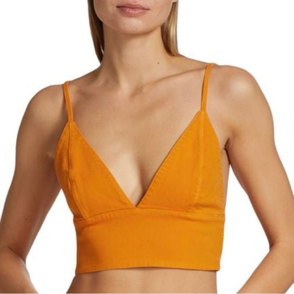 ALICE + OLIVIA Carli Denim Crop Top in Tangerine Size 6 - Picture 3 of 16